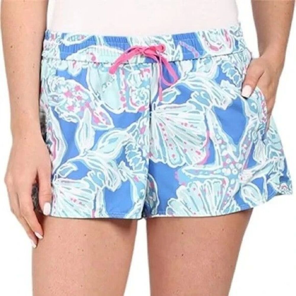 Lilly Pulitzer Luxletic Swim Shorts Women’s S Run Around Bay Blue Into The Deep